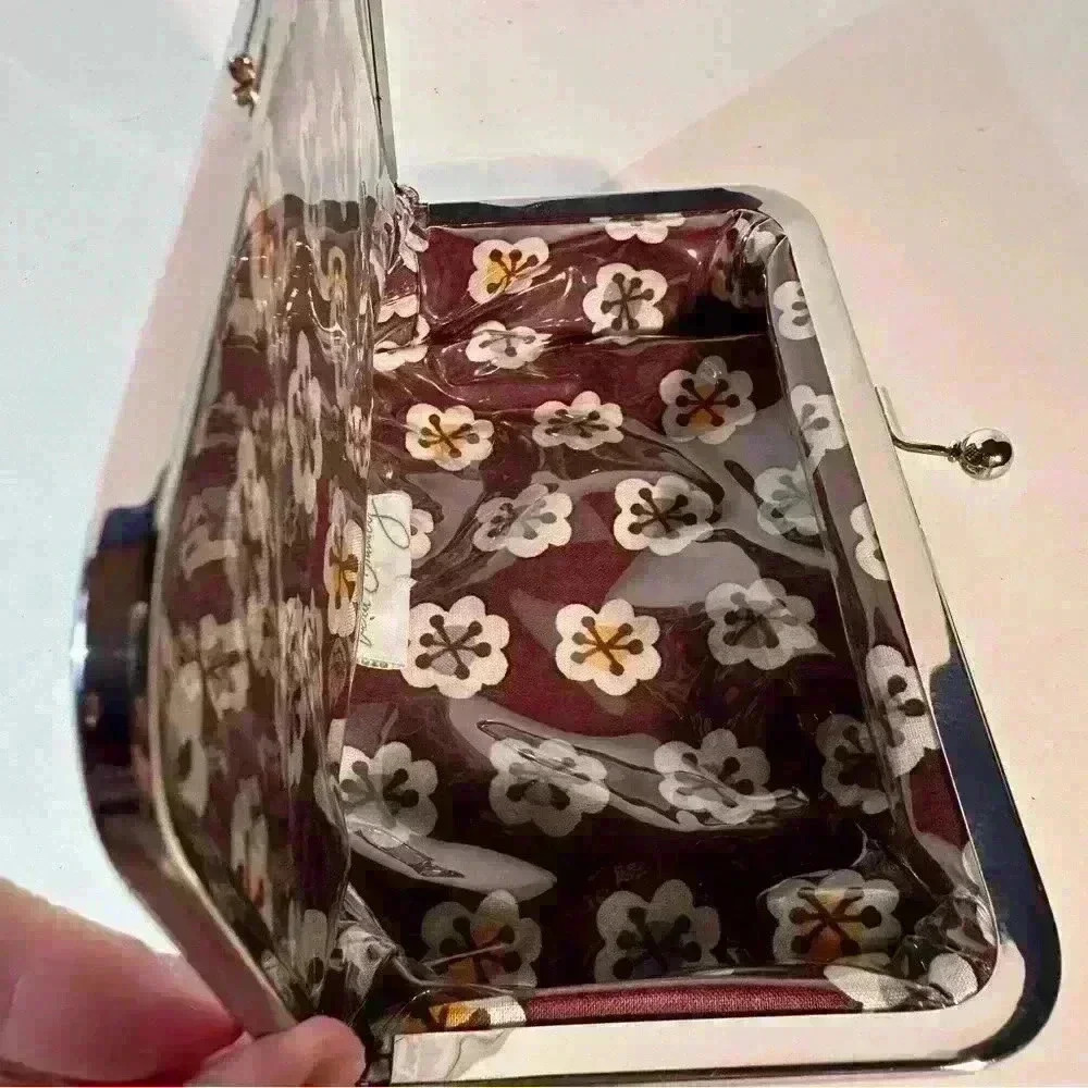 Vera Bradley State Blooms Cosmetic Makeup Bag Case Retired Kisslock - Picture 11 of 11